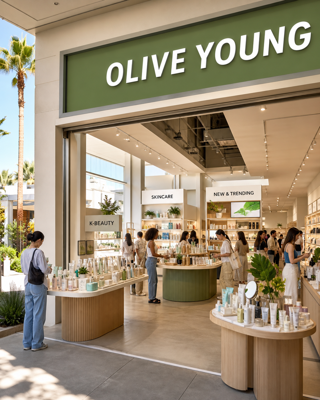AI reference image representing an Olive Young store in the United States