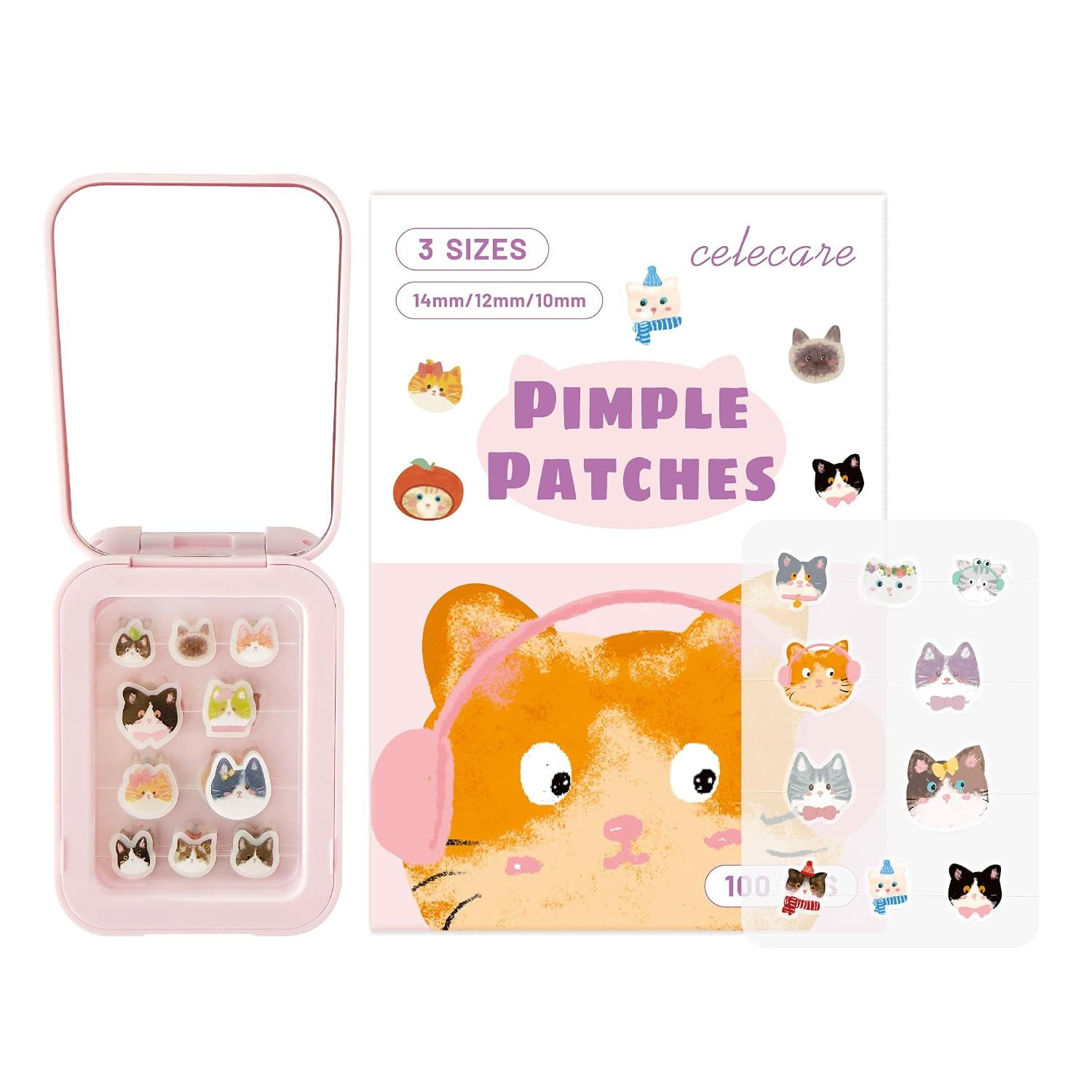 CELECARE pink case cat-shaped pimple patches